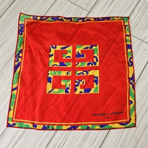 Givenchy Amarige Silk Scarf Made in France in Red and Yellow - Picture 1 of 7